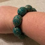 JOJO Gold Tone Green Bead Stretch Bracelet Chunky Statement Photo 3