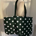 Kate Spade Large Reusable Foldable Green Polka Dot Canvas Tote Bag NEW Photo 0