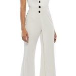 Mac Duggal 26603 Asymmetrical Sleeveless Faux Tuxedo Jumpsuit White 2 Photo 0