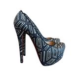 Christian Louboutin Daffodile Platform Pumps Heels Panama Geometrico Size 39 Photo 3