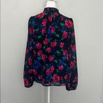 JCrew Factory Smocked Neck Floral Blouse Black/Multicolor Size Medium NWT Black Photo 2