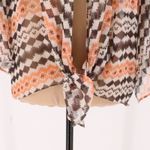 Southwestern Print Sheer Kimono Cardigan Lightweight Tie Front Cover Up Size S Orange Photo 1