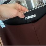 ZARA  flare high rise pants leggings chocolate brown pull on ribbed trousers Photo 6