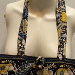 Vera Bradley Ellie Blue Tote Bag Purse Vintage, Blue Yellow White Paisley Photo 1