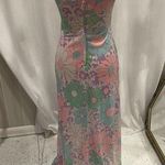 Vintage 70’s pastel floral maxi boho hippie festival maxi dress w/matching shirt Blue Photo 9