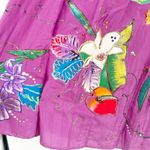 Indygo Artwear Womens Tropical 100% Silk Hand Painted Glittery Floral Maxi Skirt Purple Size L Photo 1