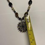 CHAPS Signed Brown / Black Bead Beaded Silver Tone Clasp Long Necklace / Pendant Photo 6