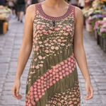 Free People  Pretty Young Thing Patchwork Shift Lined Dress Size 4 Photo 0