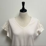 Harper Heritage Ivory Waffle Knit Lace Cap Sleeve Front Tie Medium Oversized Photo 1
