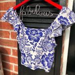 Rachel Zoe Pineapple Garden Blue/White Crop Top M Photo 0