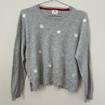 Sundry Gray Cashmere Wool Blend Crewneck Sweater with Embroidered Daisies Photo 0