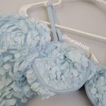 ASOS LUXE bardot sleeve 3D floral bikini in blue Photo 3