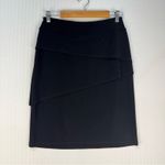 Joseph Ribkoff Asymmetrical Tiered Solid Black Knee Skirt Size 10 Elastic Waist Photo 1