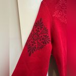 Eddie Bauer Vintage Cotton 1/4 Zip Wine Red Knit Sweater Boho Winter Size Medium Photo 5