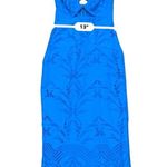 PATBO ROYAL BLUE STRETCH JACQUARD HALTER CUT OUT MIDI DRESS SZ 4 Photo 7