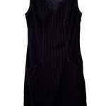 Studio M Sz 4 Y2K 90s Vintage Black Pinstripe Mini Dress w Pockets Belt Loops Photo 0