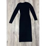 Good American Leopard Deep V Midi Dress Long Sleeve Knit Black Size 1 Small NWT Photo 2