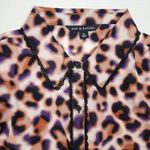 Zac and Rachel  Animal Print Blouse Lace Trim Collared Button Up Shirt Top XL Photo 1