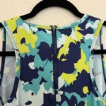 Title Nine  Floral Athletic Dress Blue Green Yellow Sleeveless Zip Back Pockets Photo 8