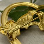 Vintage 1940s Lovebird Heart Rhinestone Brooch Pin Gold Photo 8