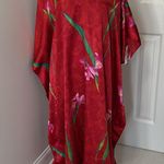 Winlar Red Satin Floral Kaftan Maxi Dress Size undefined Photo 0