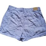 American Eagle Mom Shorts Women Size 10 Blue Corduroy High Rise Pleated Cuffed Photo 5