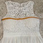 Lulus  Romantic Tale White Lace Skater Dress Size Small With Open Key Hole Back Photo 8