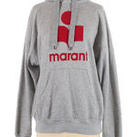 Isabel Marant  ÉTOILE Gray Red Logo Cotton Blend Pull Over Hoodie - FR 34 / US 2 Photo 0