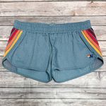 Aviator Nation Flex Board Rainbow Stripes Dolphin Hem Elastic Waistband Shorts M Photo 0