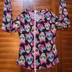 No Boundaries Women’s Junior Y2k Halloween Mexican Sugar Skull Colorful Super Soft Top Large Photo 6