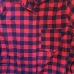 ZARA Red and navy long sleeve flannel buffalo check Photo 1
