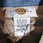 Vtg 1990s Sandy Starkman Beige Blue Abstract Patchwork Mandarin Collar Jacket M Size M Photo 2