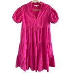 English Factory  Magenta Pink Short Puff Sleeve V-Neck Midi Dress Medium Photo 2
