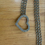 Women's Double Chain Belt Silver 40” Heart Charm Swag Boho Dress Casual Ladies Photo 1