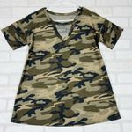 Cute Camo Tee‎ with Keyhole Front and Oversized Comfy Fit Size S/M Green Photo 0
