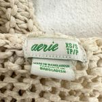 Aerie  Cream Crochet Hooded Cardigan Sweater XS/S Open Front Loose Knit Beach Photo 4