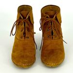 Bettye Muller  Lace Up Suede Wedge Bootie Tan Size 37 Photo 2