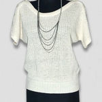 Vintage Y2K Chaus Chunky Knit Cream Blouse Short Sleeve Small Photo 0