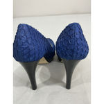 Calvin Klein Womans Kendall Size 9 M Blue Fish Scale Leather Platform Pumps Photo 4