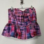 Free People NEW  Madeira Plaid Corset Top with Ruffle Hem Elastic Back Sz Medium Photo 0