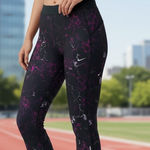 Nike  Women's Running Capris Medium Purple Black Just Do It DRI-FIT Athletic Photo 0