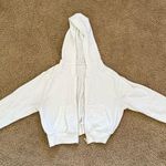 White Fitted Crop Hoodie with Long Sleeves Size M Photo 0