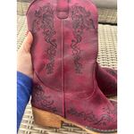 Roper Riley Scroll Embroidered Faux Leather Cowboy Boots 8.5 country concert Red Photo 8