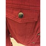 Allegra K  Size XL Cropped Denim Jacket Maroon Buffalo Plaid Cuff Retro Trucker Photo 4