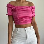 Popular 21 NEW Hot pink metallic barbie lace up crop top Photo 2