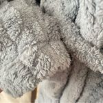 Pottery Barn  Plush Fleece Cable Knit Tie Belt Midi Long Robe in Grey Size Medium Photo 5