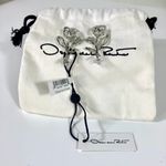 Oscar de la Renta NWT  Floral Bouquet Drop Earrings Silver Color Photo 9