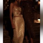 Meshki -  Stassie embellished Nude Strapless Flower Rose Diamante Maxi Dress Photo 5