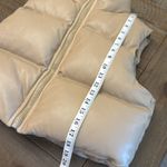 Olivaceous  liza faux leather cropped puffer vest in tan Photo 5