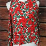 ZARA red flowers daisy print blouse shirt tee top long sleeve off shoulders sz S Photo 0